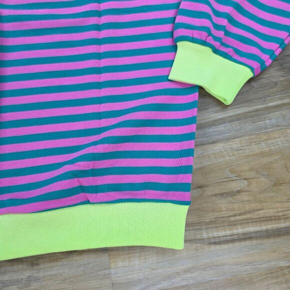 ☔️🔹️NWT Neon & Striped Drop Shoulder Oversized Sweatshirt Medium - Picture 10 of 14